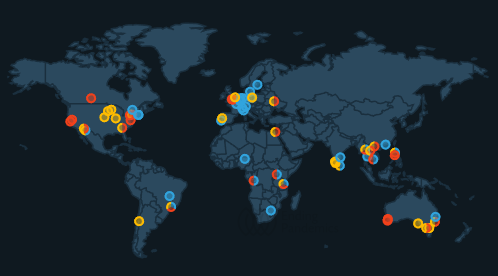 World map showing participatory surveillance programs